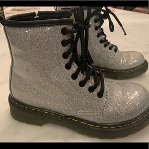 Girls Silver Sparkle Doc Martens
